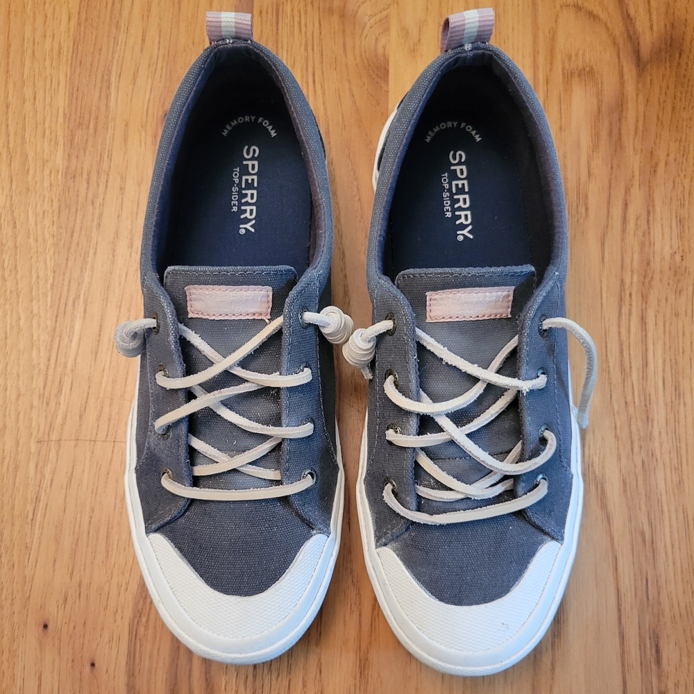Sperry Navy Canvas Lace-Up Sneakers with White Trim
